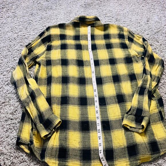Vintage Y2K Zara Knitted Yellow Black Flannel Medium Buttondown Outdoor Layer - Picture 3 of 4